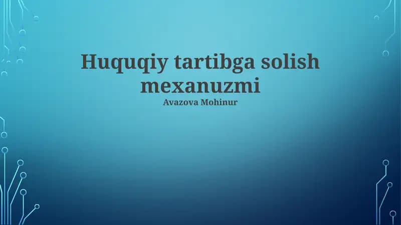 Huquqiy tartibga solish mexanuzmi