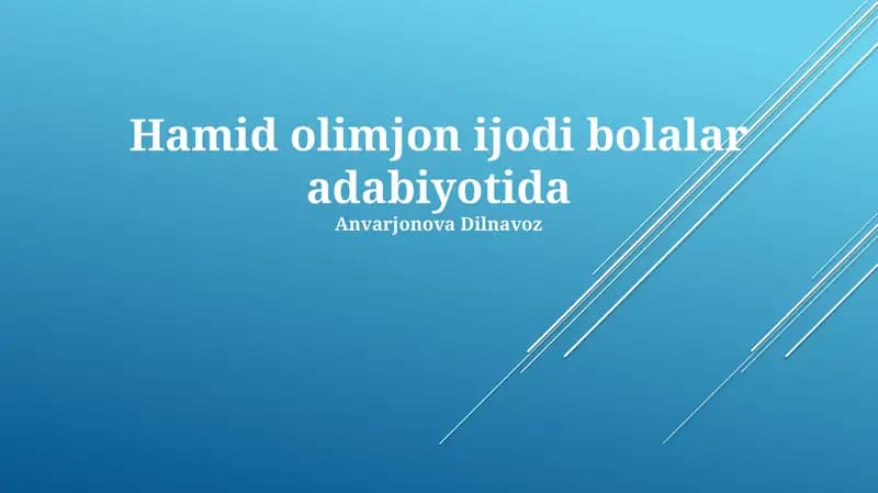 Hamid Olimjon bolalar adabiyotida