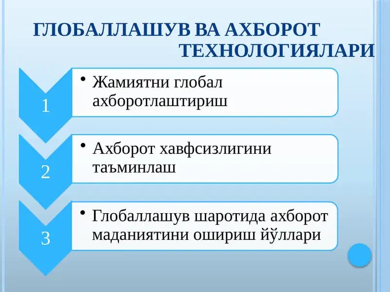 ГЛОБАЛЛАШУВ ВА АХБОРОТТЕХНОЛОГИЯЛАРИ