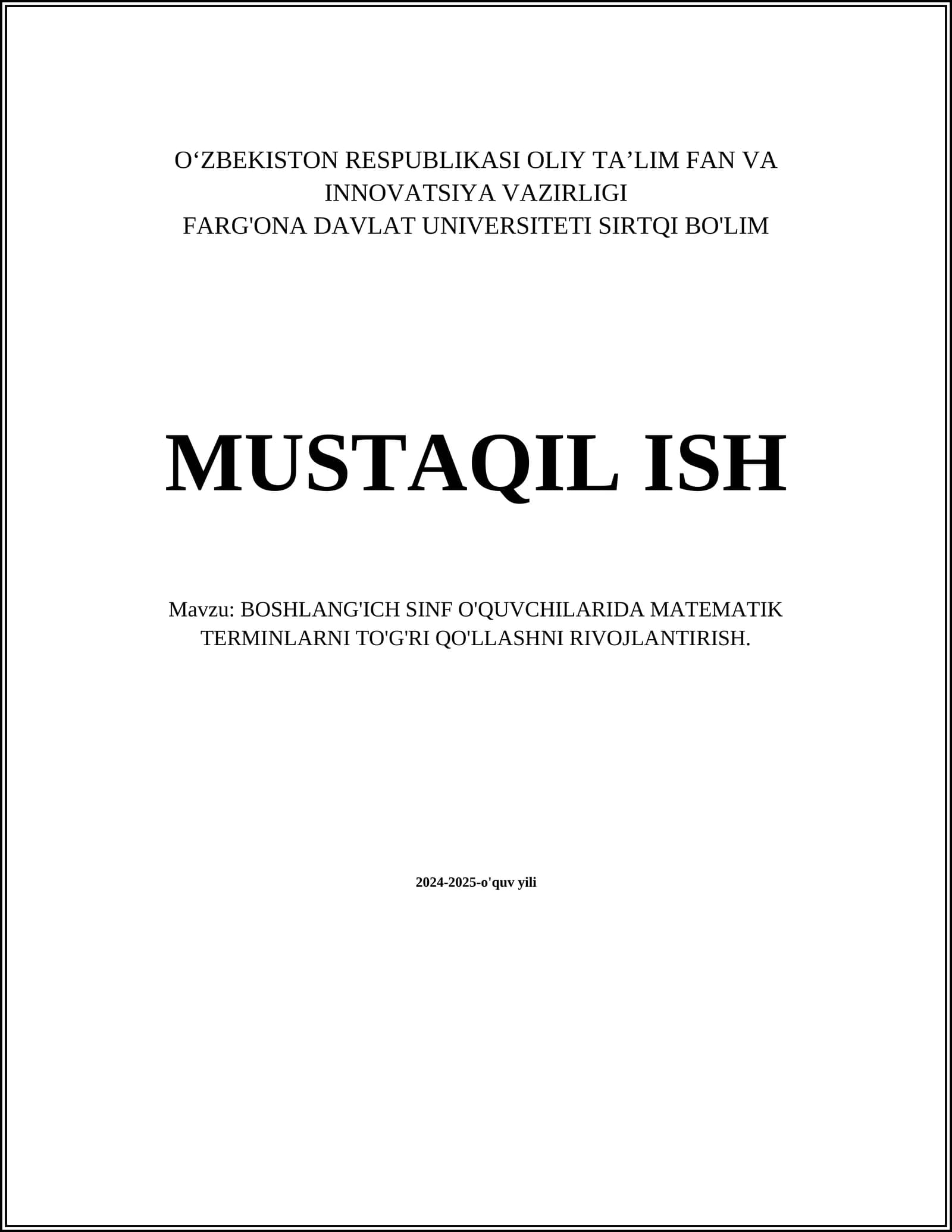 Matematik Terminlar Asoslari