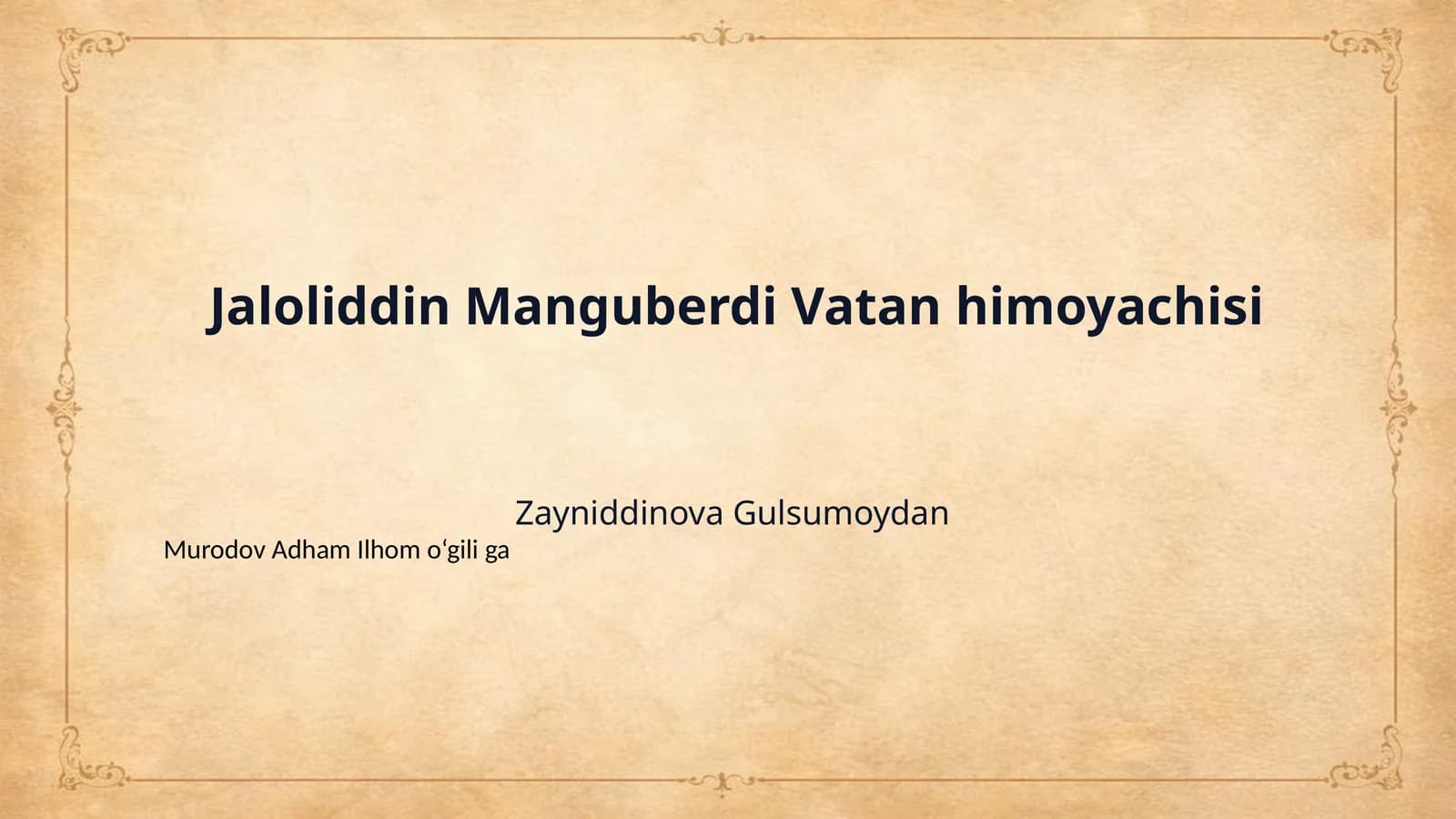 Jaloliddin Manguberdi Vatan himoyachisi