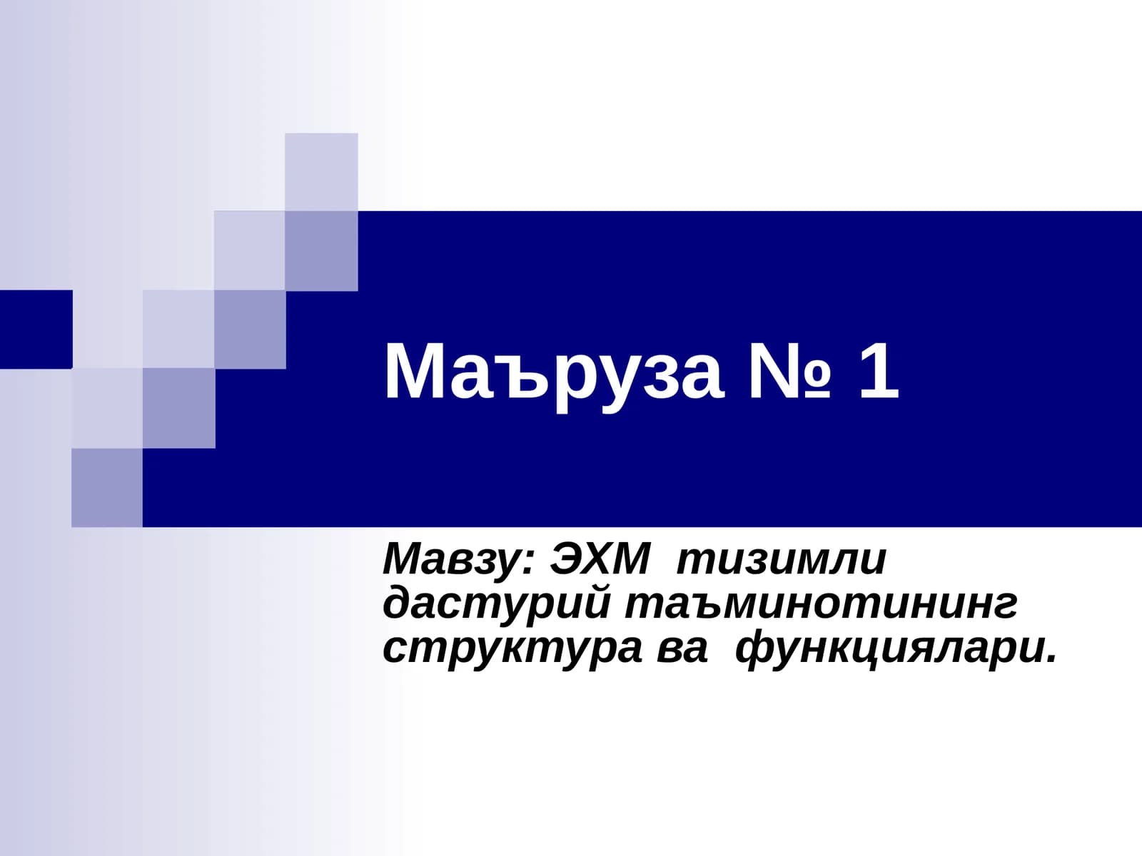 ЭХМ тизимли дастурий таъминотининг структура ва функциялари