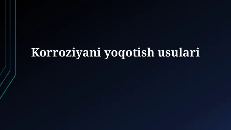 Korroziyaniyoqotishusulari