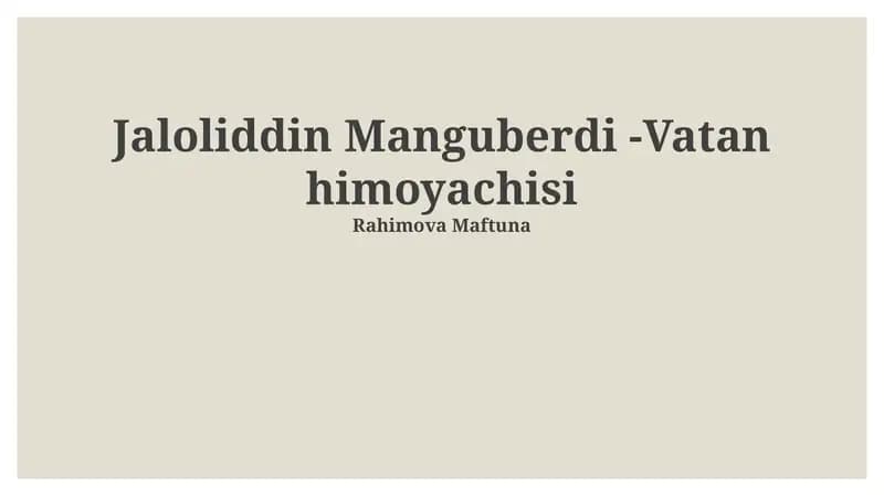Jaloliddin Manguberdi -Vatan himoyachisi