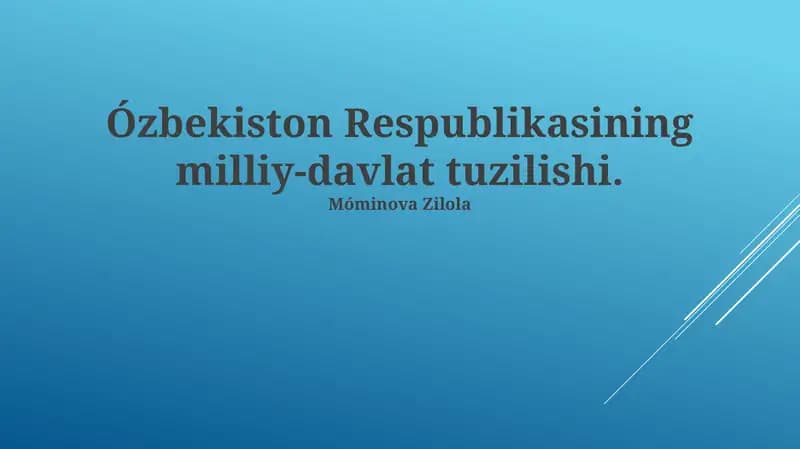 Ózbekiston Respublikasining milliy-davlat tuzilishi