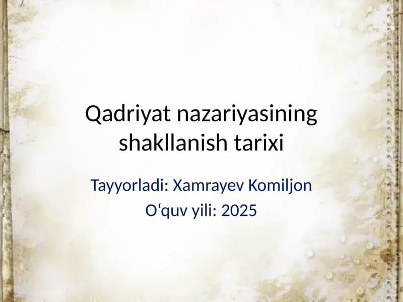 Qadriyat nazariyasining shakllanish tarixi