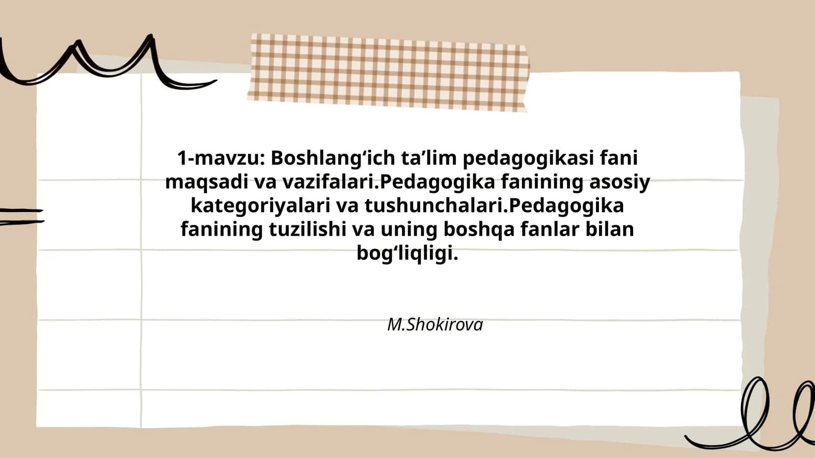 Boshlangʻich taʼlim pedagogikasi fani