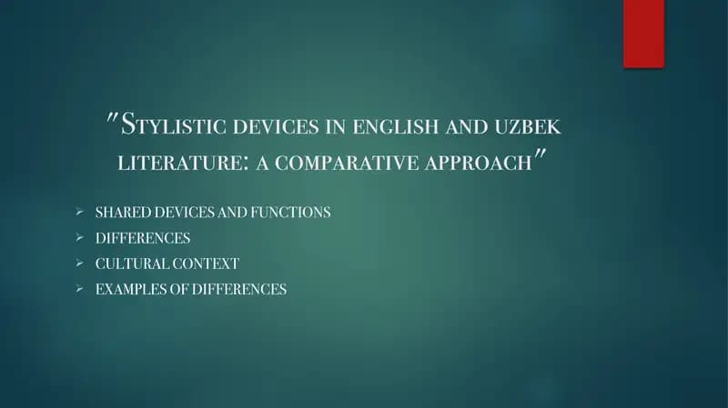 Stylistic devices in English and Uzbek literature: a comparative approach