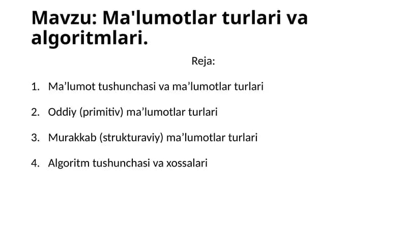 Ma'lumotturlar va algoritmlari