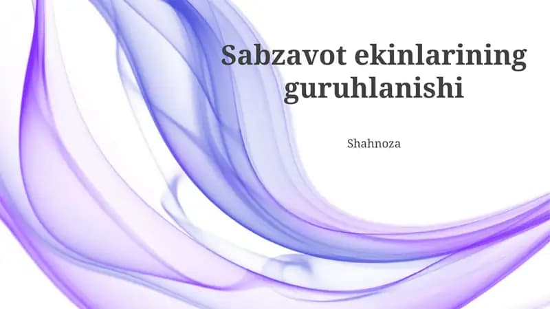 Sabzavot ekinlarining guruhlanishi
