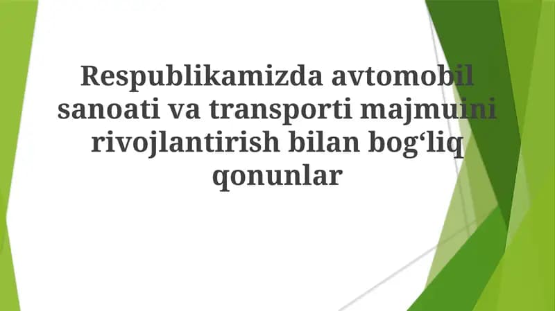 Avtomobilsozlik tarmoq qoidalari
