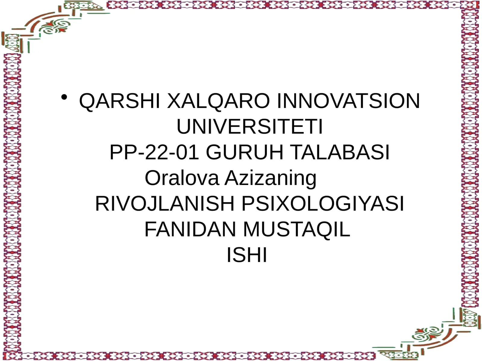 RIVOJLANISH PSIXOLOGIYASI