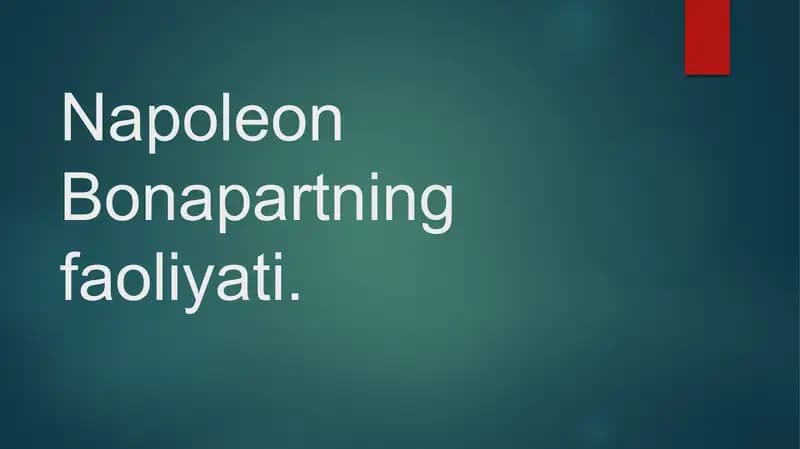 Napoleon Bonapartning faoliyati