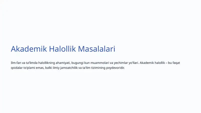 Akademik Halollik Masalalari