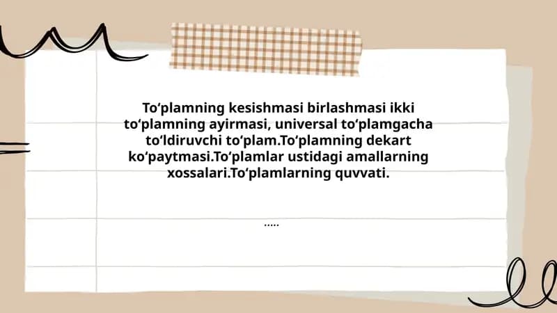 Toʻplamning kesishmasi birlashmasi