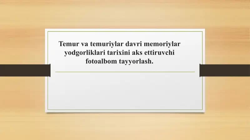 Temur va temuriylar davri memoriylar yodgorliklari tarixini aks ettiruvchi fotoalbom