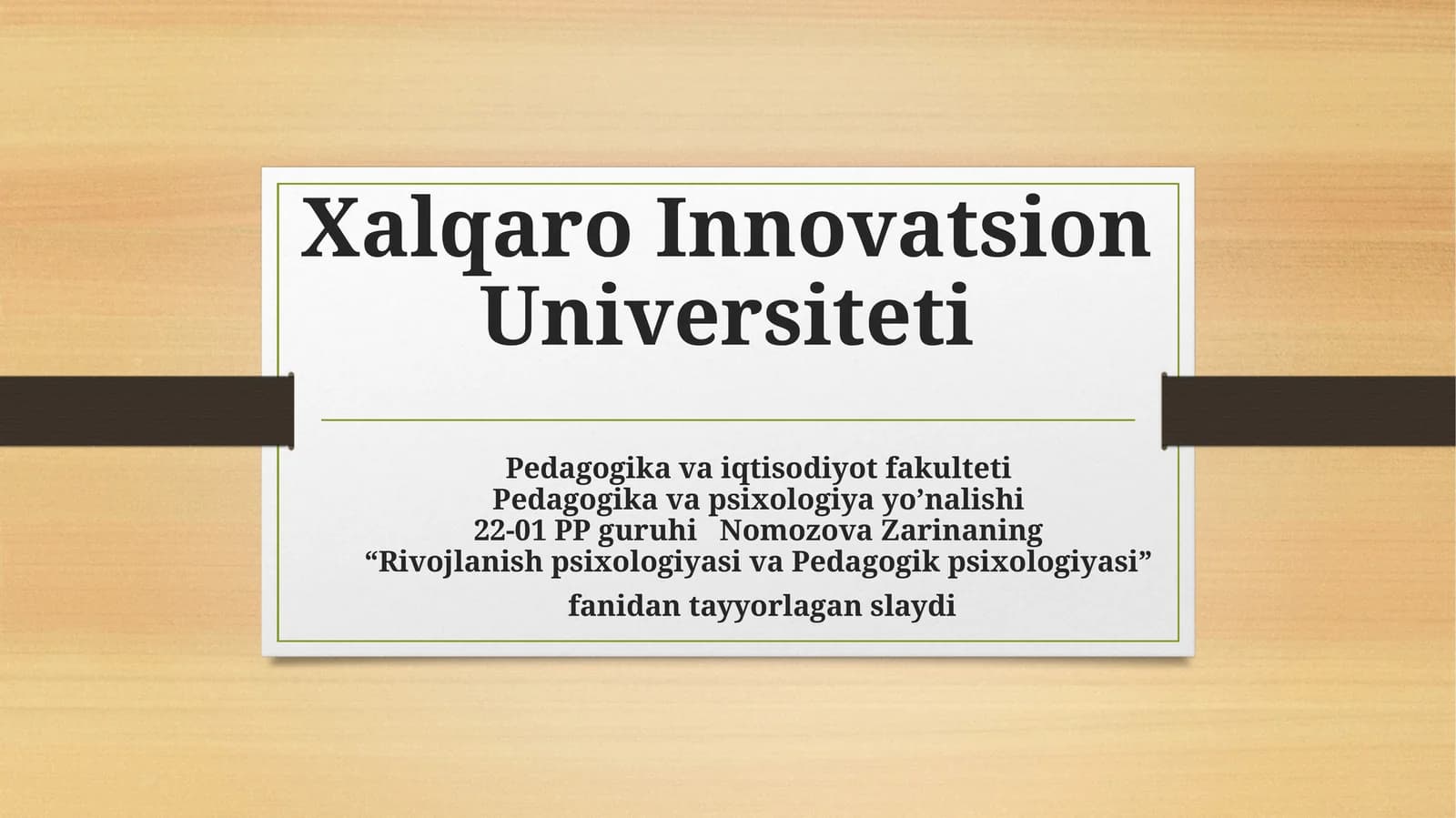 Rivojlanish psixologiyasi va Pedagogik psixologiyasi