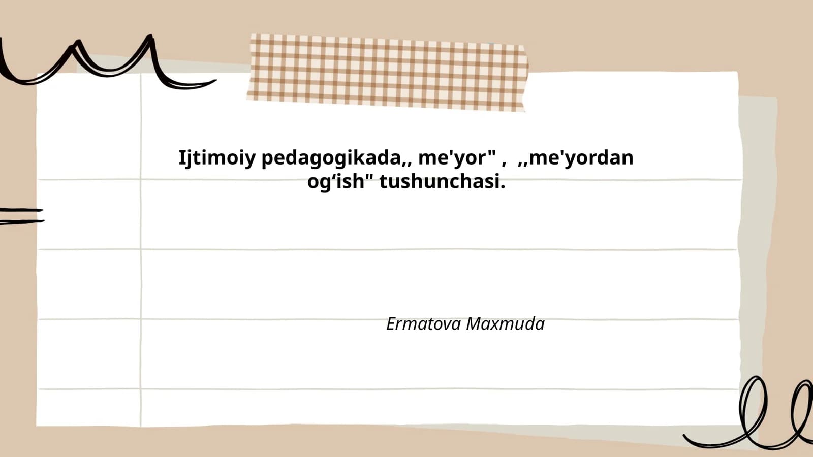 Ijtimoiy pedagogikada "me'yor" tushunchasi