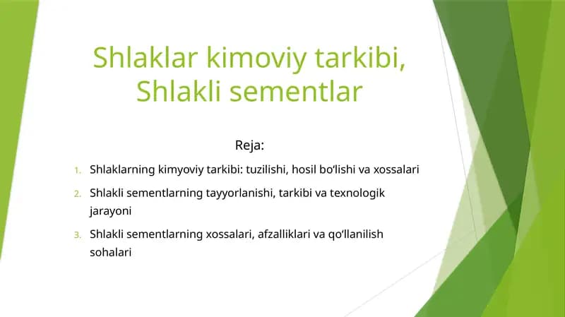 Shlaklar kimoviy tarkibi, Shlakli sementlar
