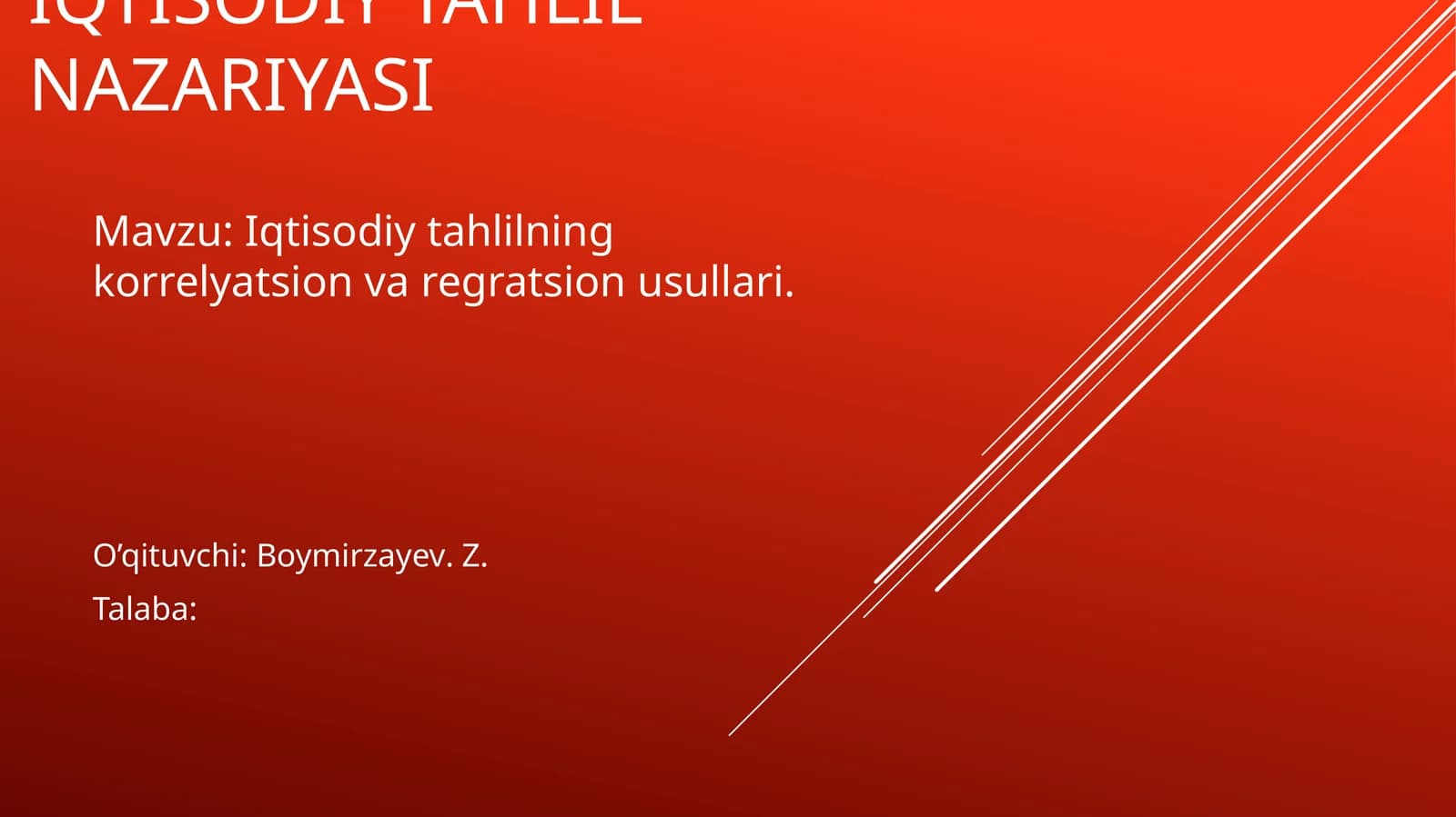 Iqtisodiy tahlilning korrelyatsion va regratsion usullari