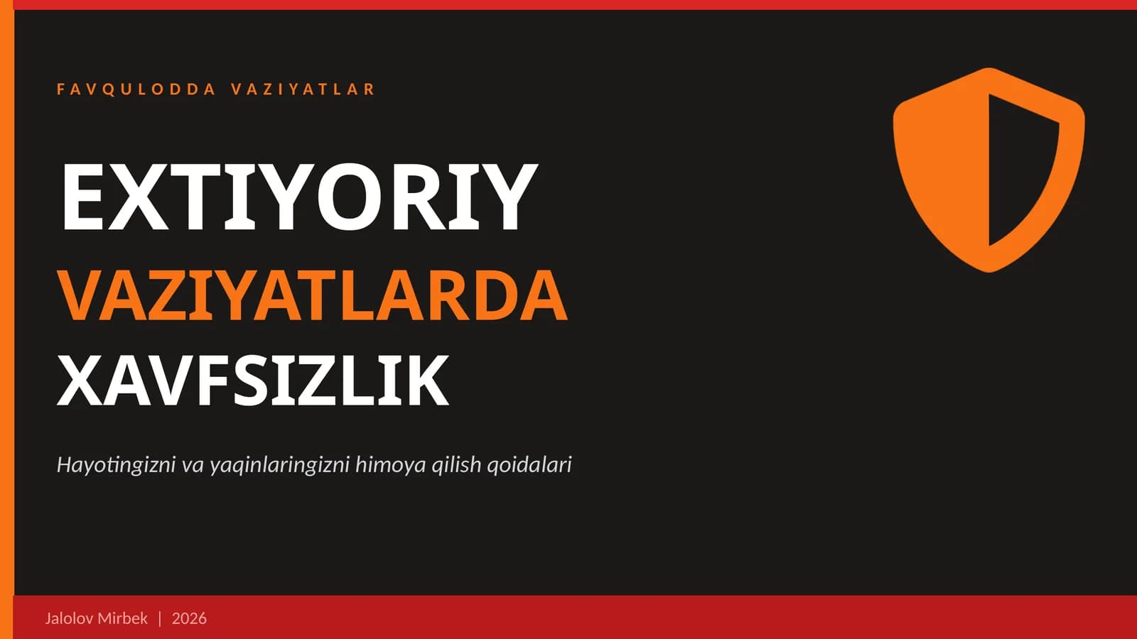 EXTIYORIY FAVQULOTDA VAZIYAT NIMA?