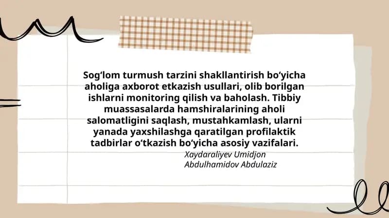Sog‘lom turmush tarzini shakllantirish
