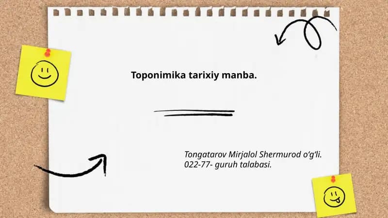 Toponimika tarixiy manba
