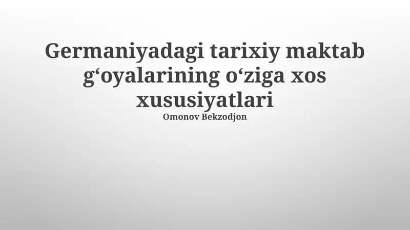 Tarixiy Maktabning Iqtisodiy Nazariyalari