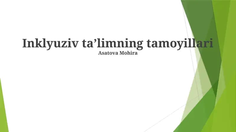 Inklyuziv Ta'limning Asosiy Tamoyillari