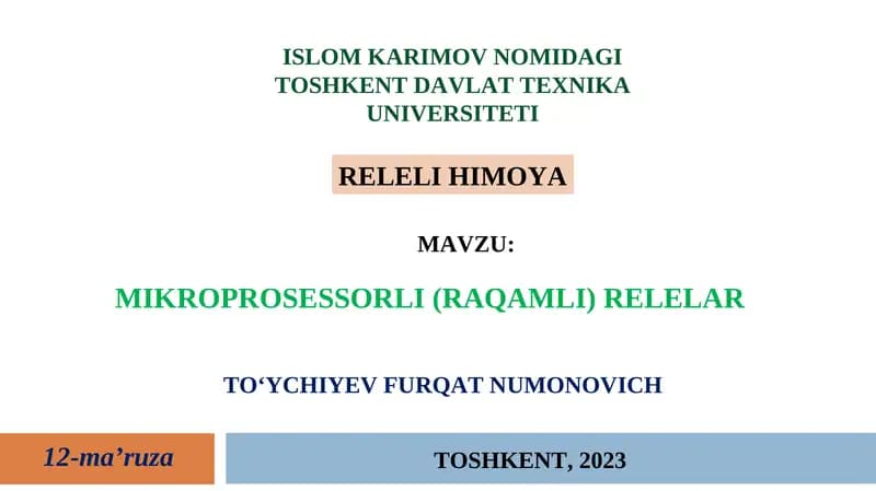 Mikroprosessorli (raqamli) relelar