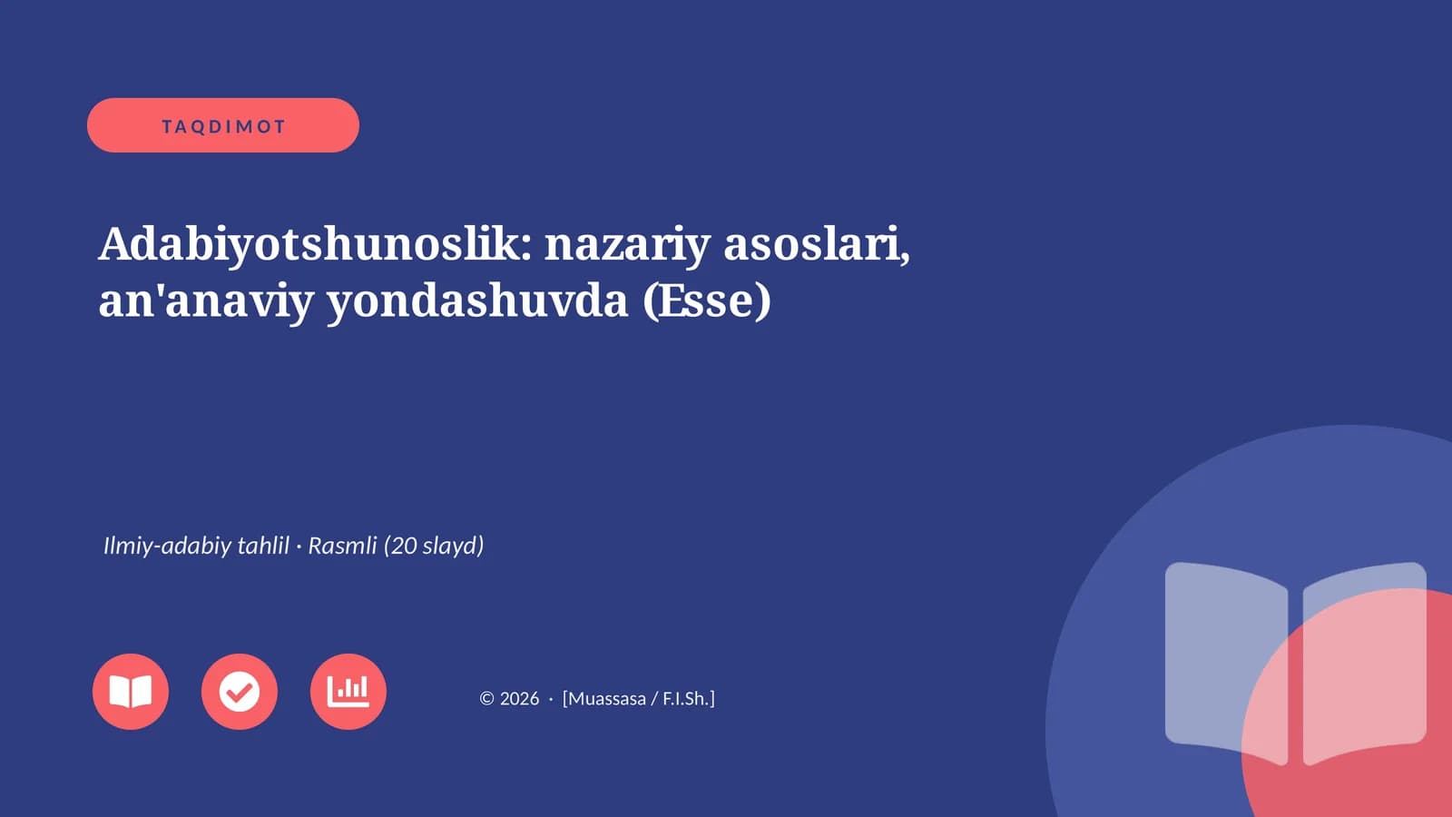 Adabiyotshunoslik: nazariy asoslari, an'anaviy yondashuvda (Esse)