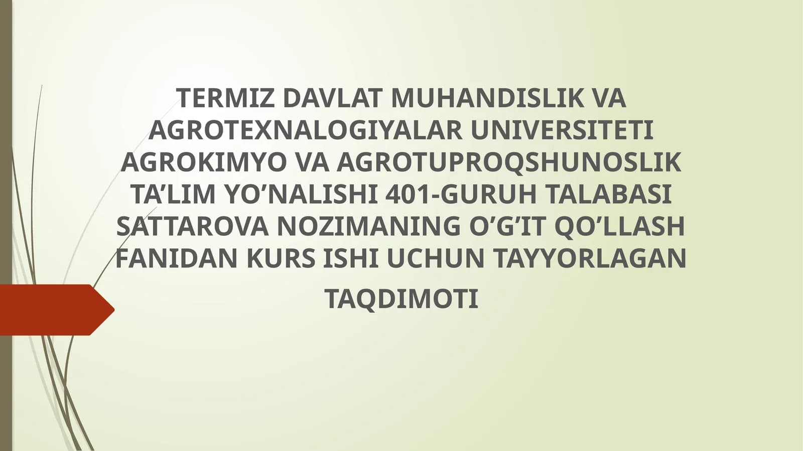 Makkajo’xoriniyetishtirish dao’g’itlashtizimi
