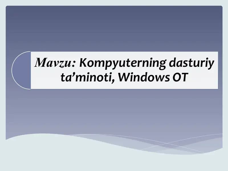 Kompyuterning dasturiy ta’minoti, Windows OT