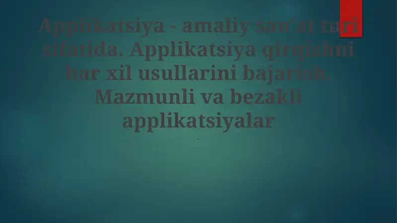 Applikatsiya - amaliy san'at turi