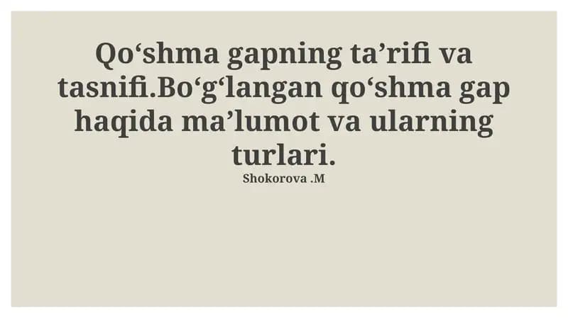 Qoʻshma gapning taʼrifi va tasnifi
