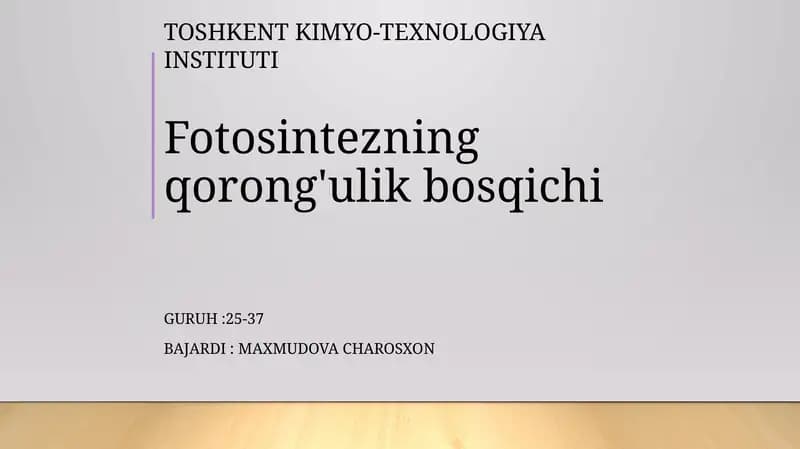 Fotosintezning qorong'ulik bosqichi