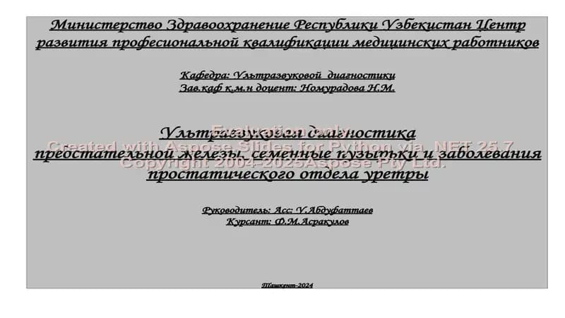 Ультразвуковая диагностика предстательной железы, семенные пузырьки и заболевания простатического отдела уретры