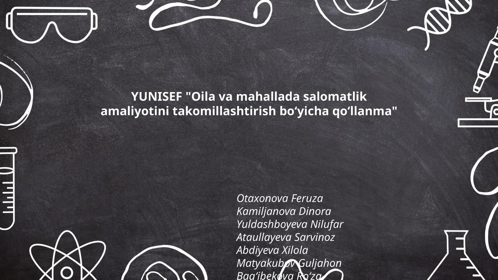 YUNISEF "Oila va mahallada salomatlik amaliyotini takomillashtirish boʻyicha qoʻllanma"