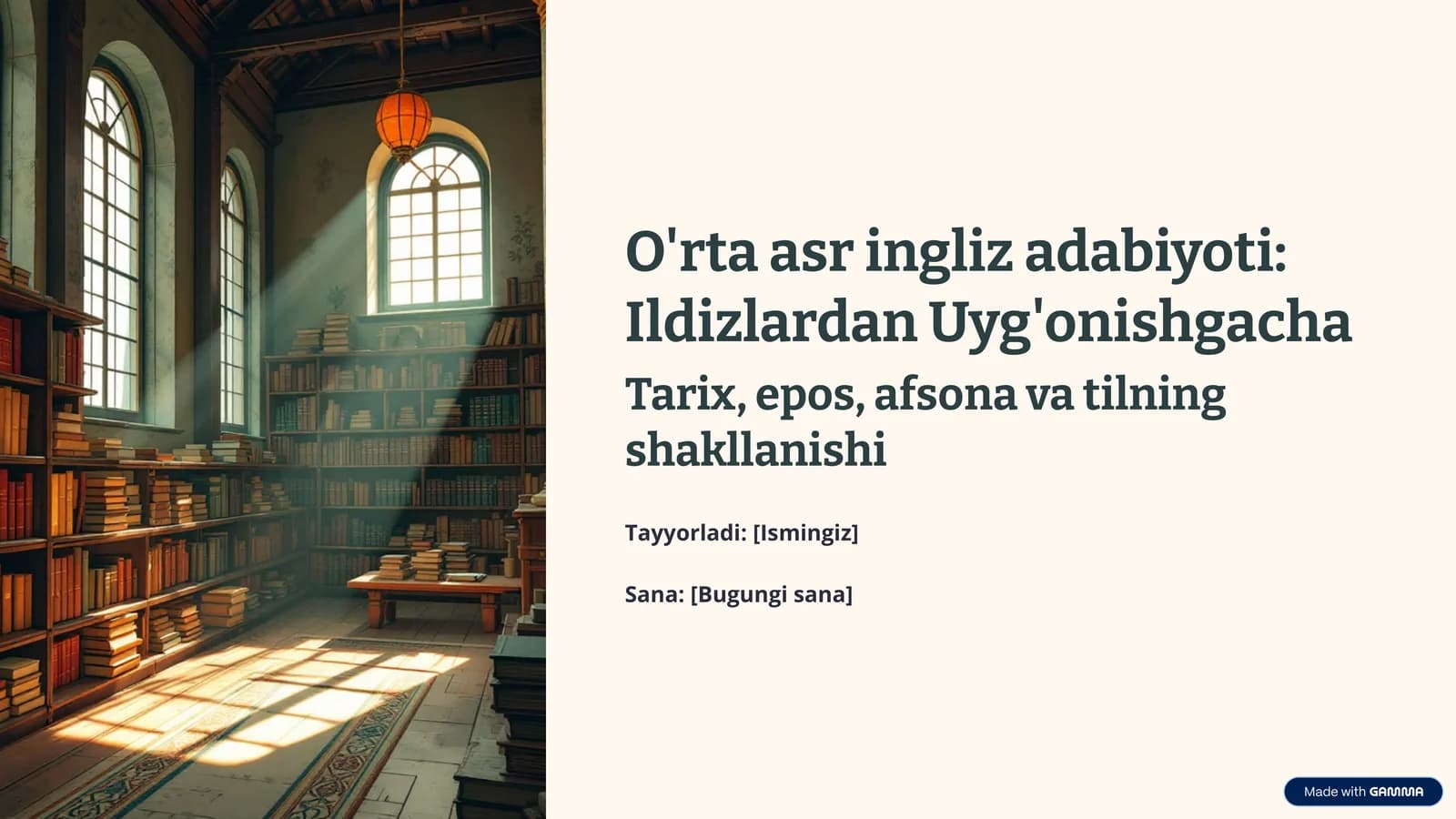 O'rta asr ingliz adabiyoti: Ildizlardan Uyg'onishgacha