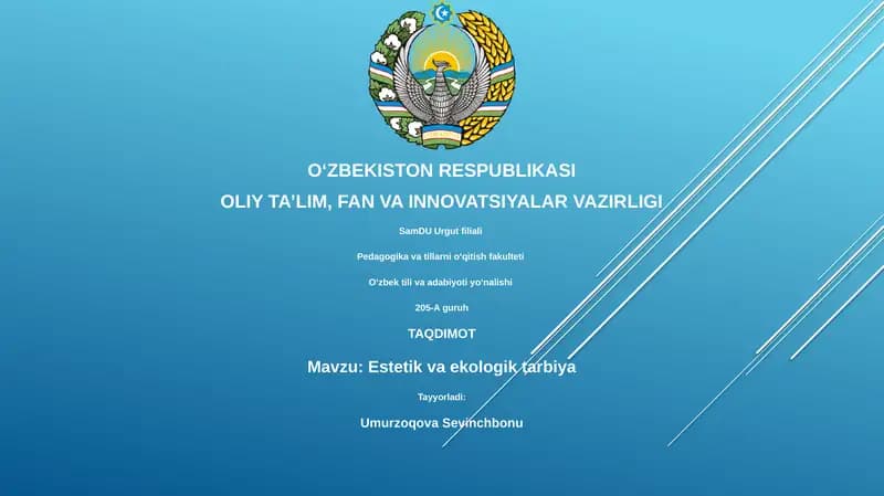 Estetik va Ekologik Tarbiya