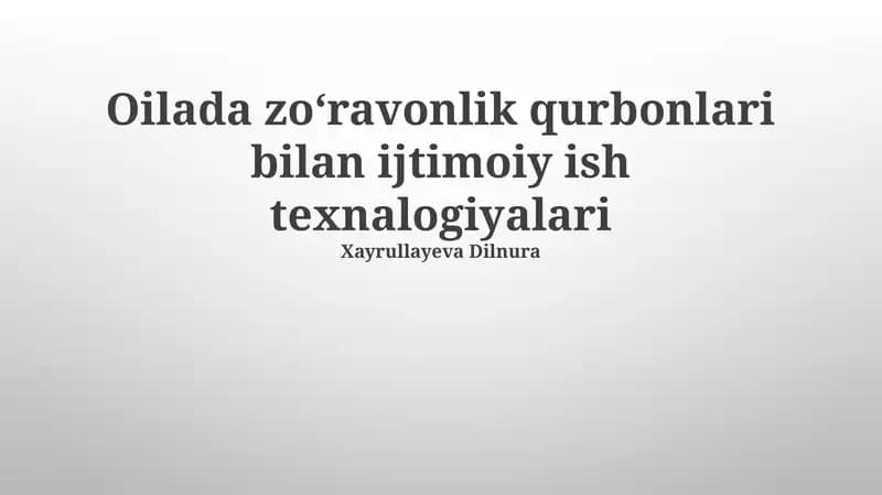 Uyushgan zo'ravonlik qurbonlariga texnologiyalardan foydalanish