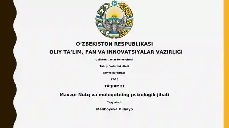 Nutq va muloqotning psixologik jihati