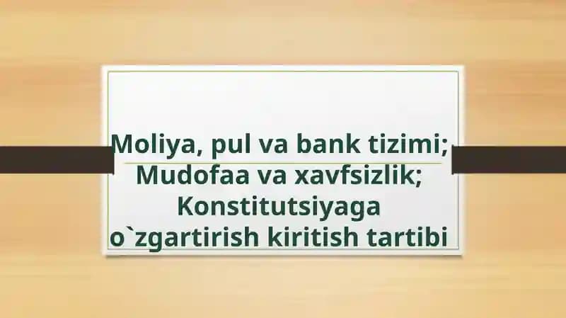 Moliya, pul va bank tizimi