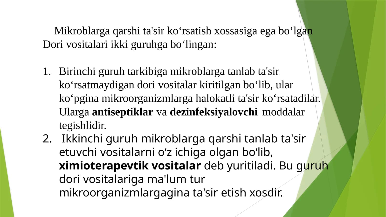 Mikroblarga qarshi ta'sir ko'rsatish xossasiga ega bo'lgan dorivor