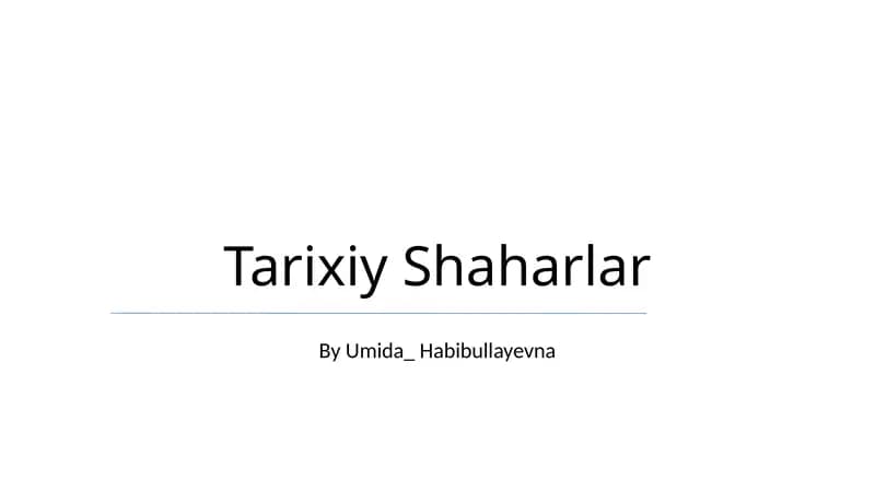 Tarixiy Shaharlar