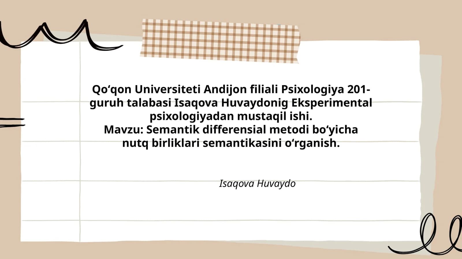 Semantik differensial metodi boʻyicha nutq birliklari semantikasini oʻrganish