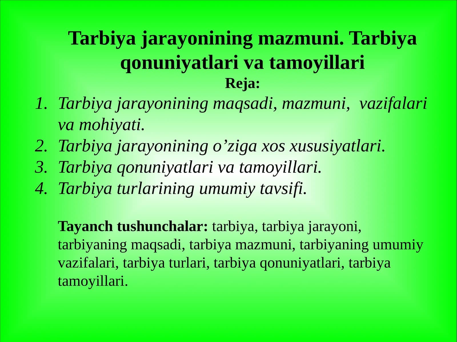 Tarbiyajarayoniningmazmuni