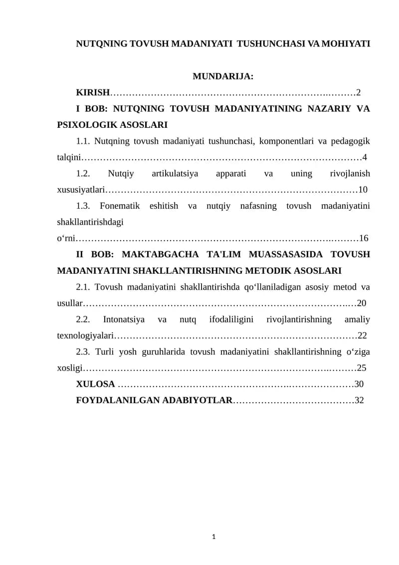 NUTQNING TOVUSH MADANIYATI TUSHUNCHASI VA MOHIYATI