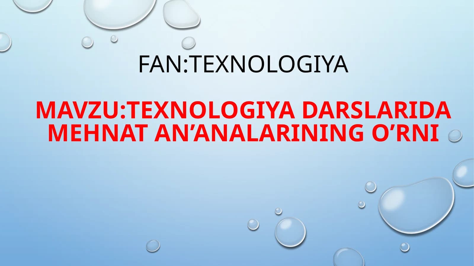Texnologiya darslarida mehnat an’analarining o’rni