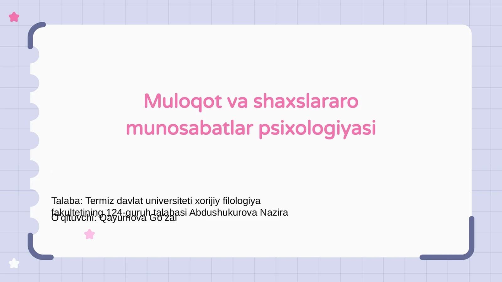 Muloqot va shaxslararo munosabatlar psixologiyasi